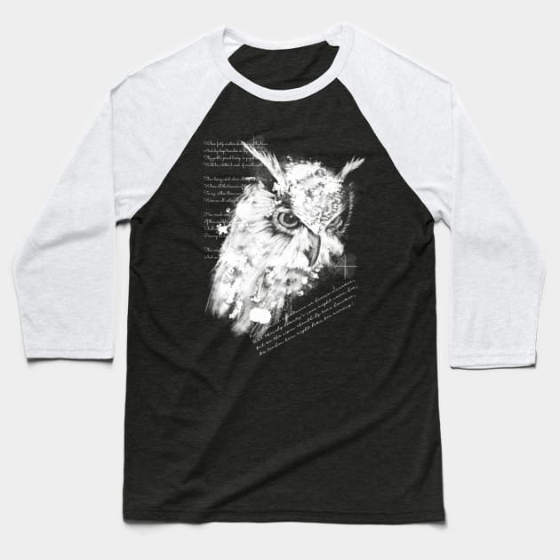 owl and poetry Baseball T-Shirt by NemfisArt
